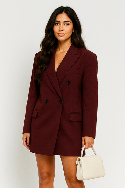 VIVIENNE – OVERSIZED BLAZER IN BURGUNDERROT