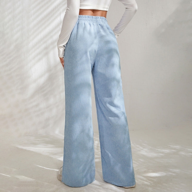 LAYLA – WEIT GESCHNITTENE SOMMERHOSE MIT GUMMIBUND IN LEINENOPTIK
