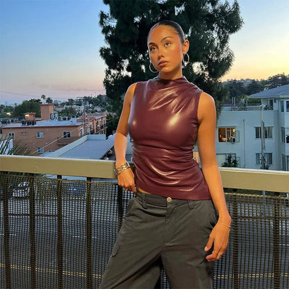 LIORA WETSUIT TOP – DAMEN GLITZER TOP AUS KUNSTLEDER FESTLICHES TOP FÜR ELEGANTE ANLÄSSE