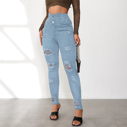 CALVARA ZERRISSENE HIGH-WAIST JEANS DAMEN – FIGURBETONT & TRENDY