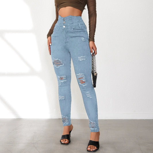 CALVARA ZERRISSENE HIGH-WAIST JEANS DAMEN – FIGURBETONT & TRENDY