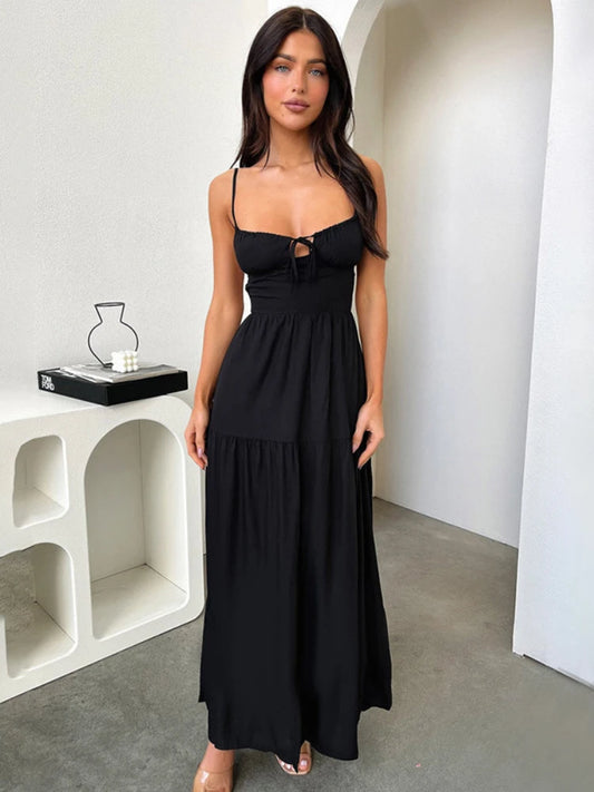 Boofeenaa Halher Rückenless Maxi Langes Kleid sexy Urlaub Outfits weiße schwarze Sommerkleider für Frauen Kleidung 2024 C66-Ch28 6