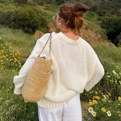 ELARA PULLOVER – WEISSER STRICK MIT WEITEN ÄRMELN