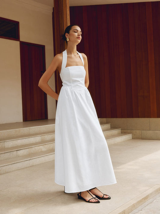 LEONORA MAXIKLEID – EIN RAFFINIERTES RÜCKENFREIES SOMMERKLEID FÜR FRAUEN
