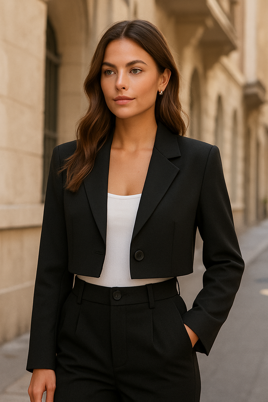 CROPPED BLAZER MIT REVERS
