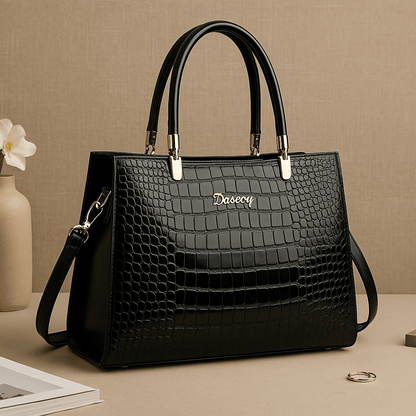 Variant image for Damen Handtasche Schwarz Einheitsgröße Kunstleder mit Krokodilleder-Optik-1