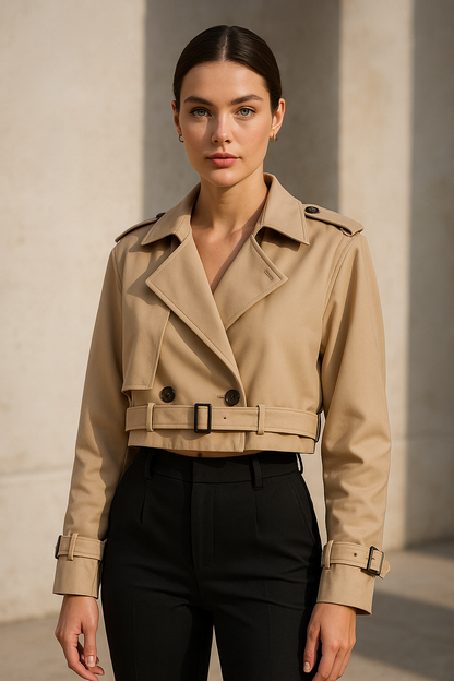 CROPPED TRENCHCOAT MIT GÜRTEL