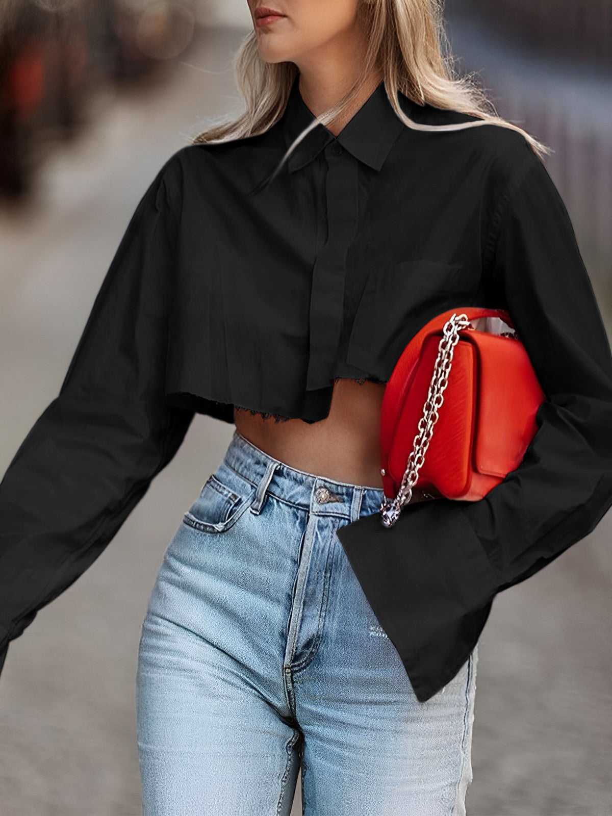 Cropped Damenbluse mit Raw Cut – Modern, Urban & Statementstark 6