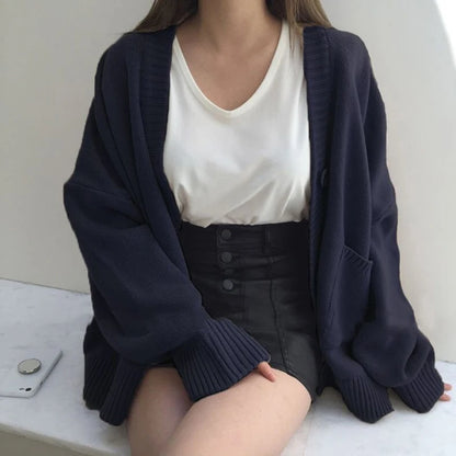 ELENORA CARDIGAN – OVERSIZE STRICKJACKE MARINEBLAU