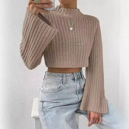 AYLA STRICKPULLOVER – CROPPED DESIGN MIT WEITEM ÄRMEL