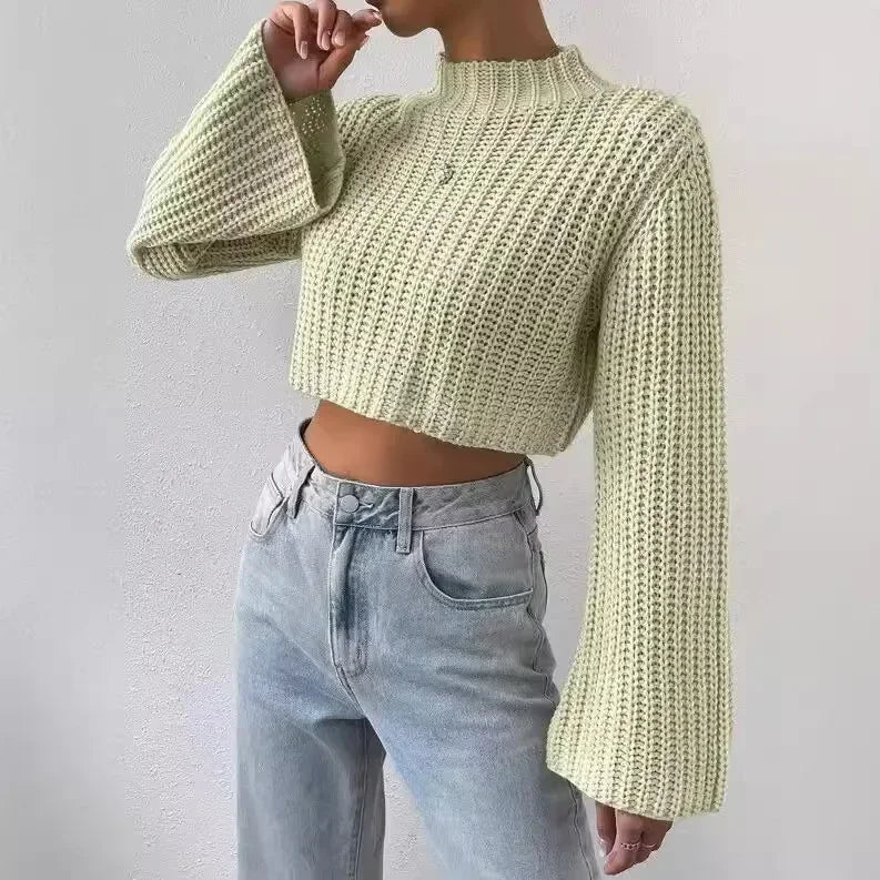 AYLA STRICKPULLOVER – CROPPED DESIGN MIT WEITEM ÄRMEL