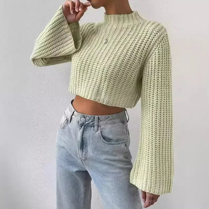 AYLA STRICKPULLOVER – CROPPED DESIGN MIT WEITEM ÄRMEL