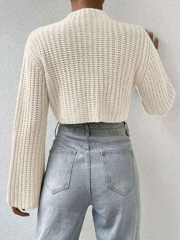 AYLA STRICKPULLOVER – CROPPED DESIGN MIT WEITEM ÄRMEL