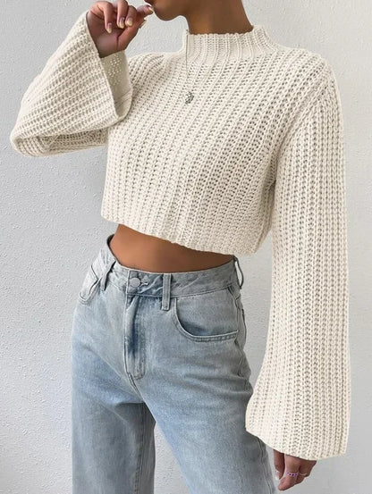 AYLA STRICKPULLOVER – CROPPED DESIGN MIT WEITEM ÄRMEL