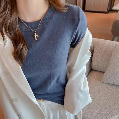 VARESE LONGSLEEVE SHIRT AUS RIPPSTRICK MIT RUNDHALS
