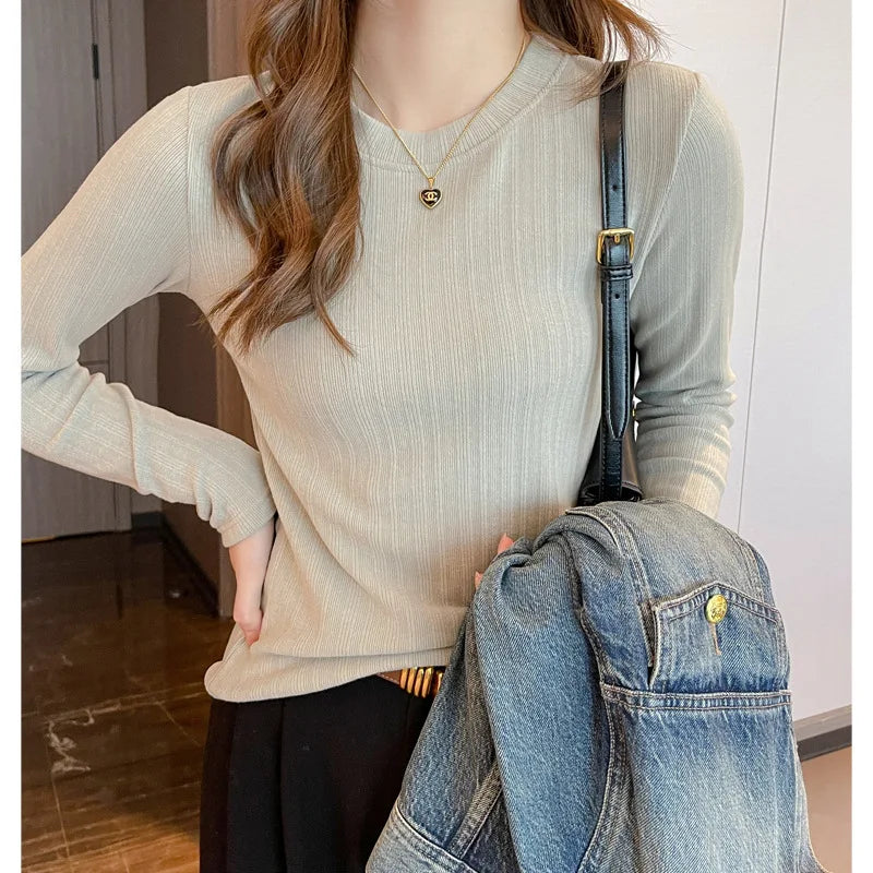 VARESE LONGSLEEVE SHIRT AUS RIPPSTRICK MIT RUNDHALS
