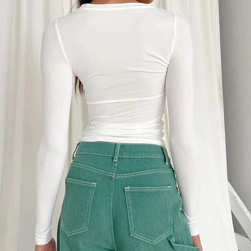 MYLINDA LONGSLEEVE – SLIM FIT LANGARMSHIRT MIT RUNDHALS