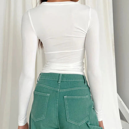 MYLINDA LONGSLEEVE – SLIM FIT LANGARMSHIRT MIT RUNDHALS