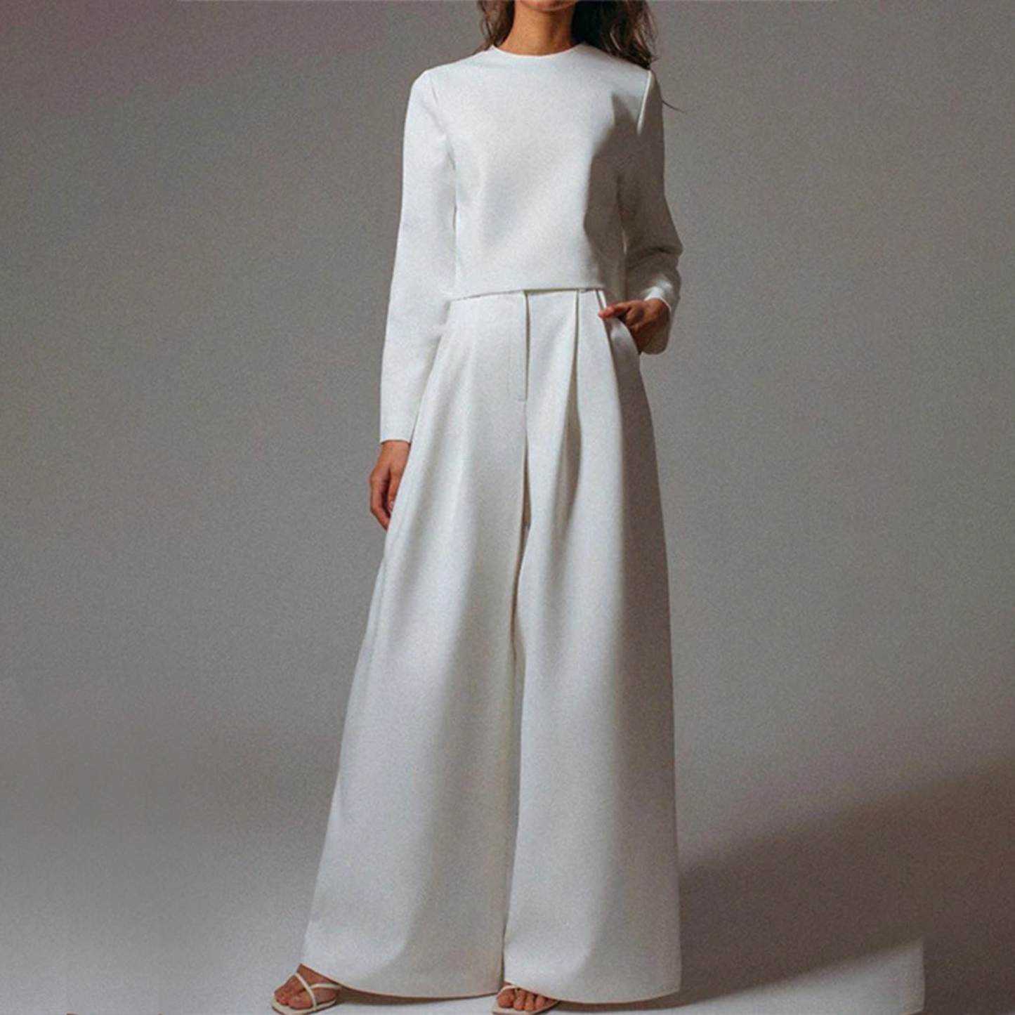 Elegantes Langarm-Shirt und Palazzo-Hosen-Set für Frauen 6