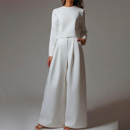 Elegantes Langarm-Shirt und Palazzo-Hosen-Set für Frauen 6