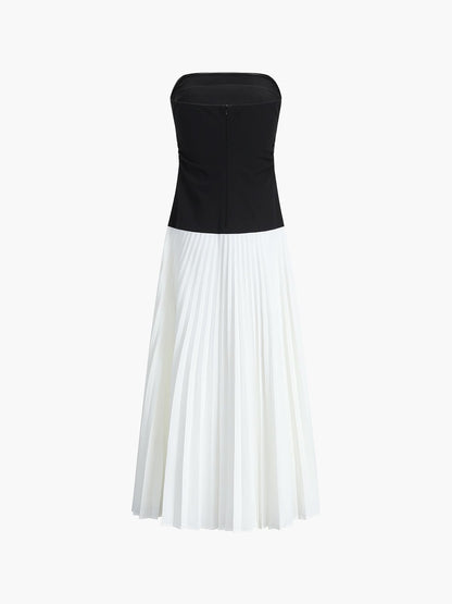 NEVINA PLISSEE-KLEID – STILVOLLES BUSTIER-TOP UND FLIEẞENDER MAXIROCK FÜR EINEN ANSPRUCHSVOLLEN LOOK