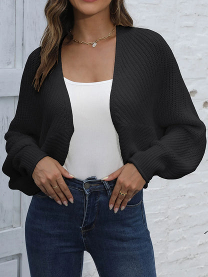 DAINA STRICK-CARDIGAN MIT KNOPFLOSER FRONT UND FEINRIPP