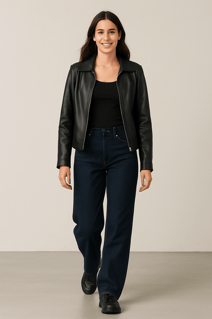 FENNA SCHLAGJEANS MIT HOHEM BUND UND VINTAGE-WASCHUNG