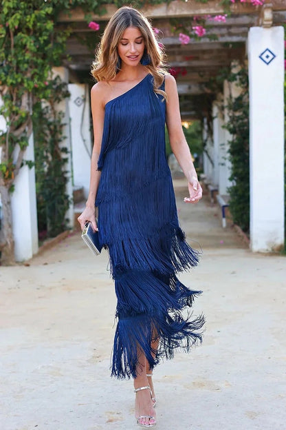 FranjaLux™ – Elegantes Damenkleid mit stilvollen Fransen 0