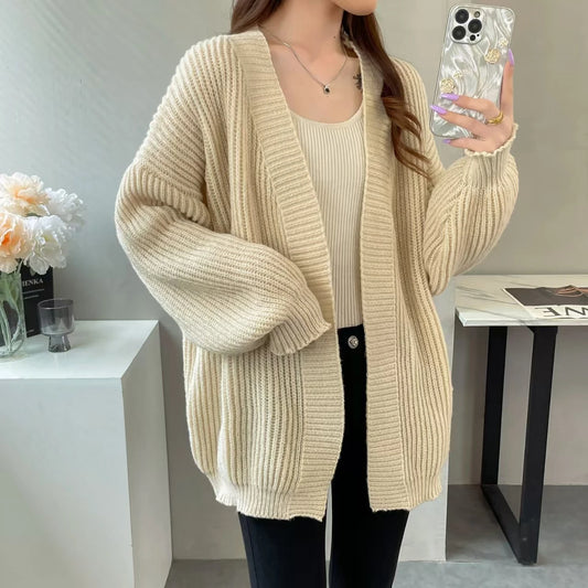 KUSHIRO STRICKJACKE OVERSIZE AUS RIPPSTRICK MIT TASCHEN
