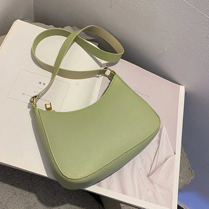 Variant image for New Women's Fashion Handbags Retro Solid Color PU Leather Shoulder Underarm Bag Casual Women Hobos Handbags-3