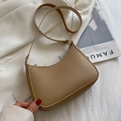 Variant image for New Women's Fashion Handbags Retro Solid Color PU Leather Shoulder Underarm Bag Casual Women Hobos Handbags-2