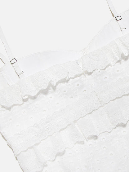 SALOMÉ MAXIKLEID – ROMANTISCHES SPITZEN KLEID MIT RÜSCHEN-DETAILS FÜR DAMEN