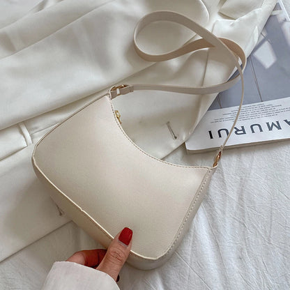 Variant image for New Women's Fashion Handbags Retro Solid Color PU Leather Shoulder Underarm Bag Casual Women Hobos Handbags-5