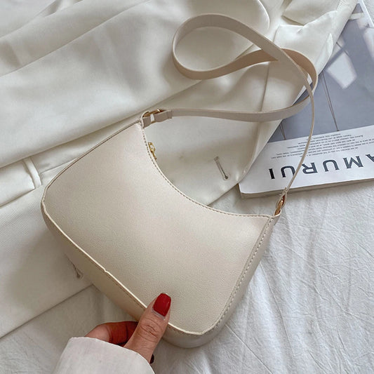 Variant image for New Women's Fashion Handbags Retro Solid Color PU Leather Shoulder Underarm Bag Casual Women Hobos Handbags-5