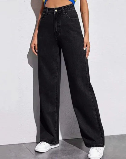 LEORA HIGH-WAIST JEANS – WEITE DAMENJEANS MIT GERADEM BEIN