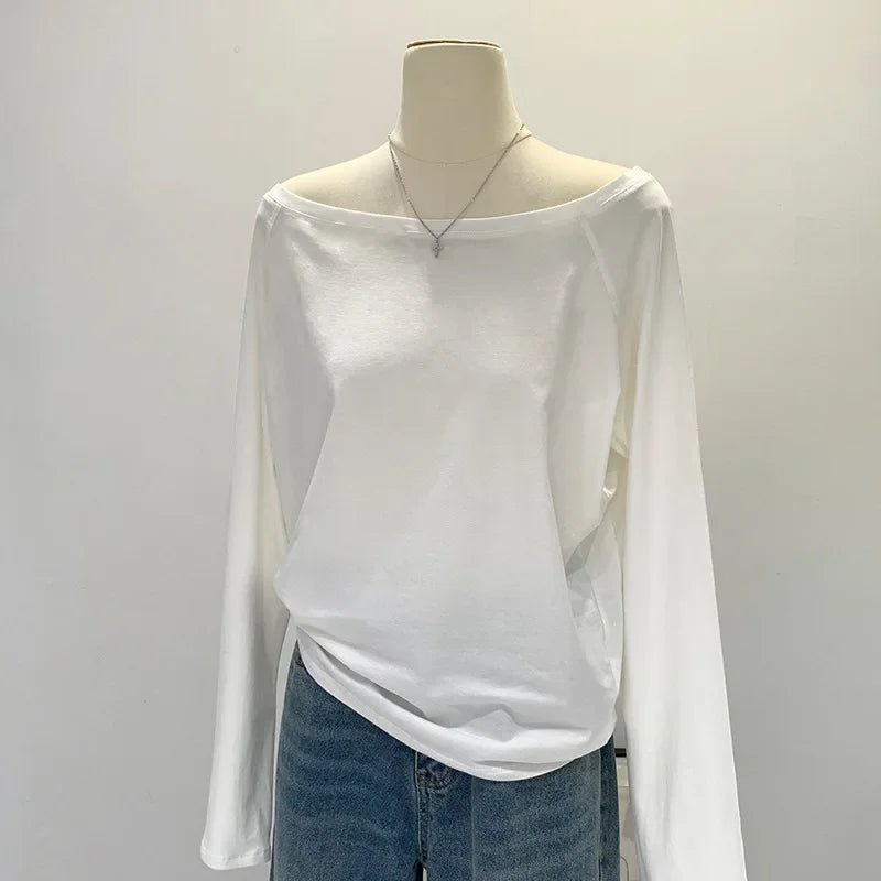 AYLIN COTTON LANGARMSHIRT MIT SCHULTERAUSSCHNITT