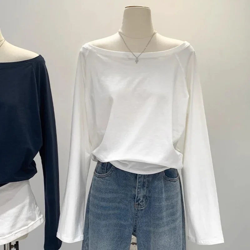 AYLIN COTTON LANGARMSHIRT MIT SCHULTERAUSSCHNITT