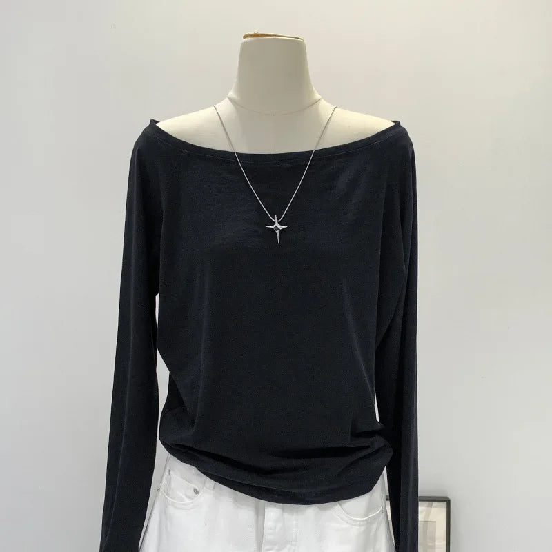 AYLIN COTTON LANGARMSHIRT MIT SCHULTERAUSSCHNITT