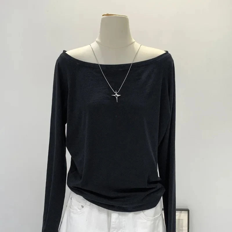AYLIN COTTON LANGARMSHIRT MIT SCHULTERAUSSCHNITT