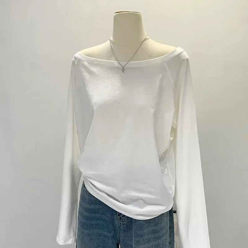 AYLIN COTTON LANGARMSHIRT MIT SCHULTERAUSSCHNITT