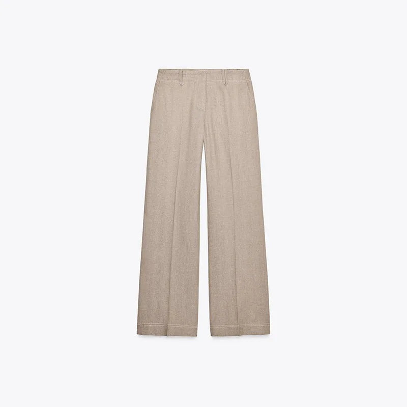 VALENCIA ZWEITEILER MIT CROP JACKE UND WEITER HOSE IN LEINEN-OPTIK