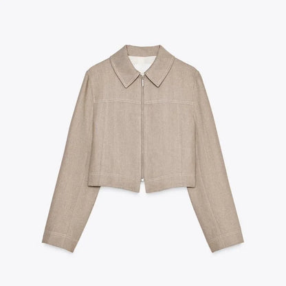 VALENCIA ZWEITEILER MIT CROP JACKE UND WEITER HOSE IN LEINEN-OPTIK