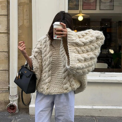 MIRELLA PULLOVER – OVERSIZE MIT ZOPFMUSTER