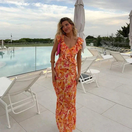 FIORA MAXIKLEID – MAXIKLEID MIT RÜSCHEN UND BLUMENMUSTER FÜR EINEN STYLISCHEN SOMMERLOOK MIT FEMININER NOTE
