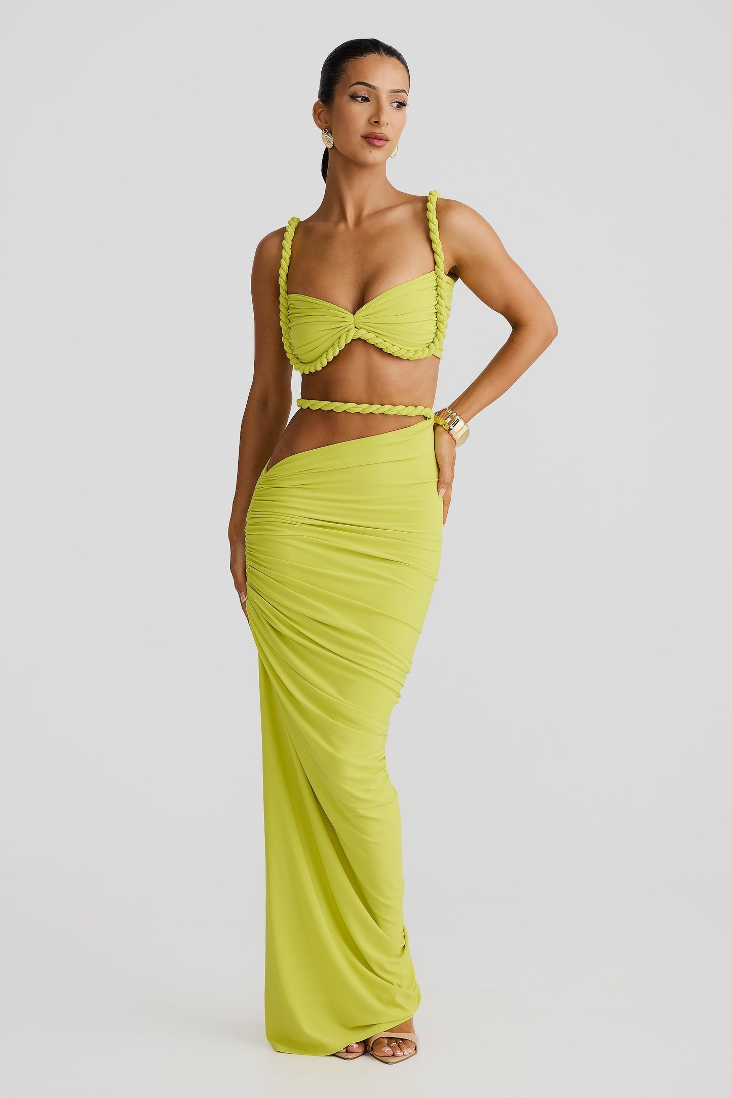 LEILANI ZWEITEILER MIT CROP-TOP & MAXIROCK IN ELFENBEIN