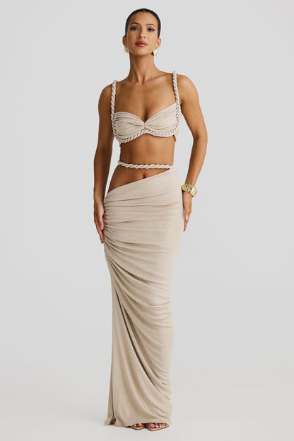 LEILANI ZWEITEILER MIT CROP-TOP & MAXIROCK IN ELFENBEIN