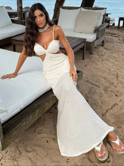 Mesh Long Dress Women Summer Cutout Party Kleider vertuschen elegante schlanke geteilte Maxi Vestidos Holiday Beach Robe 3