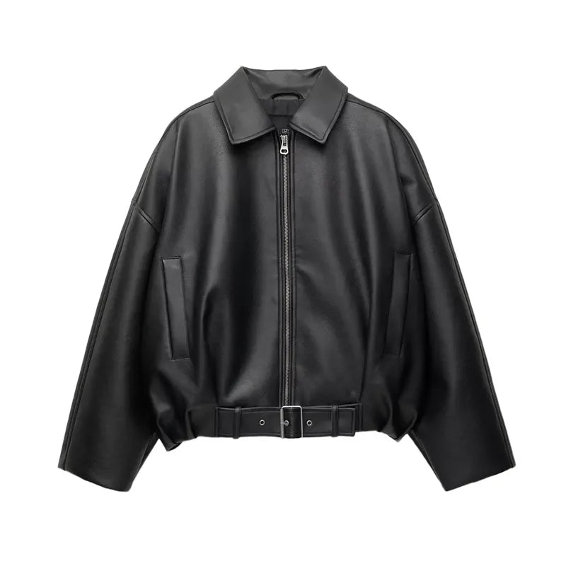 VALERIA LEDERJACKE OVERSIZE – TRENDY & ELEGANT