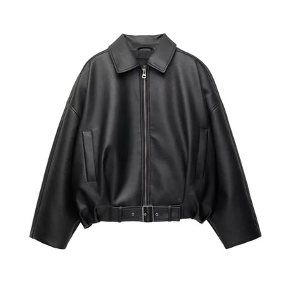 VALERIA LEDERJACKE OVERSIZE – TRENDY & ELEGANT