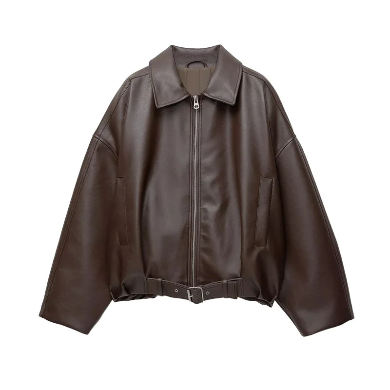 VALERIA LEDERJACKE OVERSIZE – TRENDY & ELEGANT